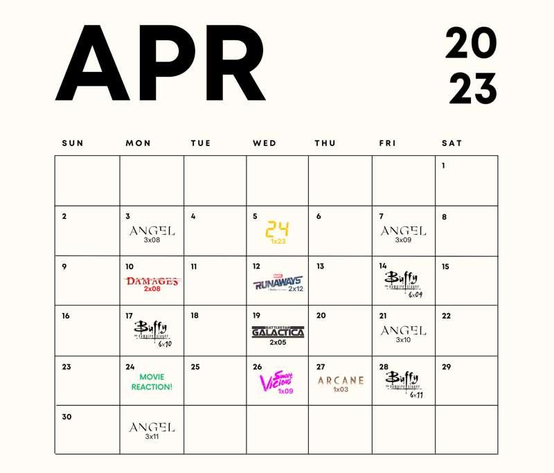 april schedule!! :)