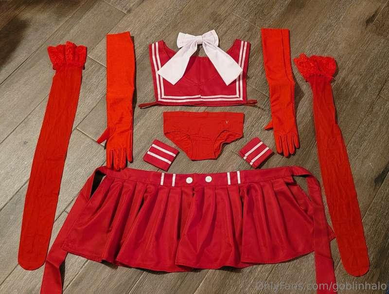 Red sailor soldier sailor moon sexy lingerie thigh highs and..