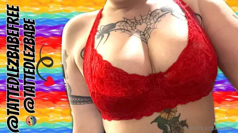 # sub to @tattedlezbabe to see me take this sexy red bra off..