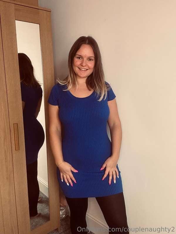 Taking off my blue dress and revealing my black tights with ..