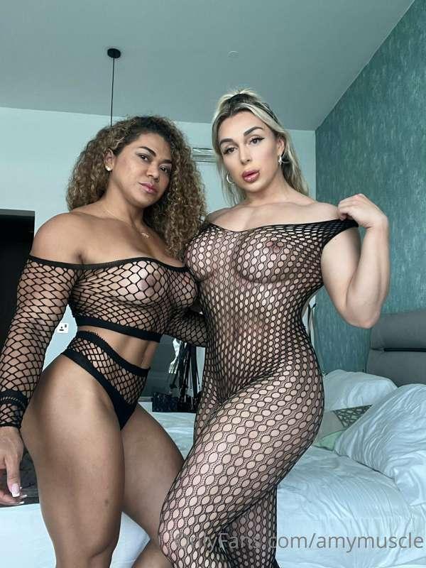 Does your cock get super hard seeing 2 very Hot Muscle girls..