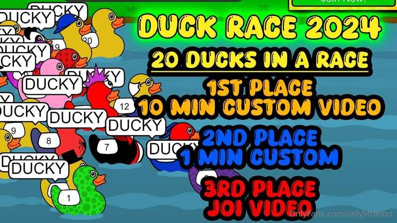 🦆🏁🦆**Duck Race 2024**🦆🏁🦆 is now live!!! Win a 10 Minute cust..