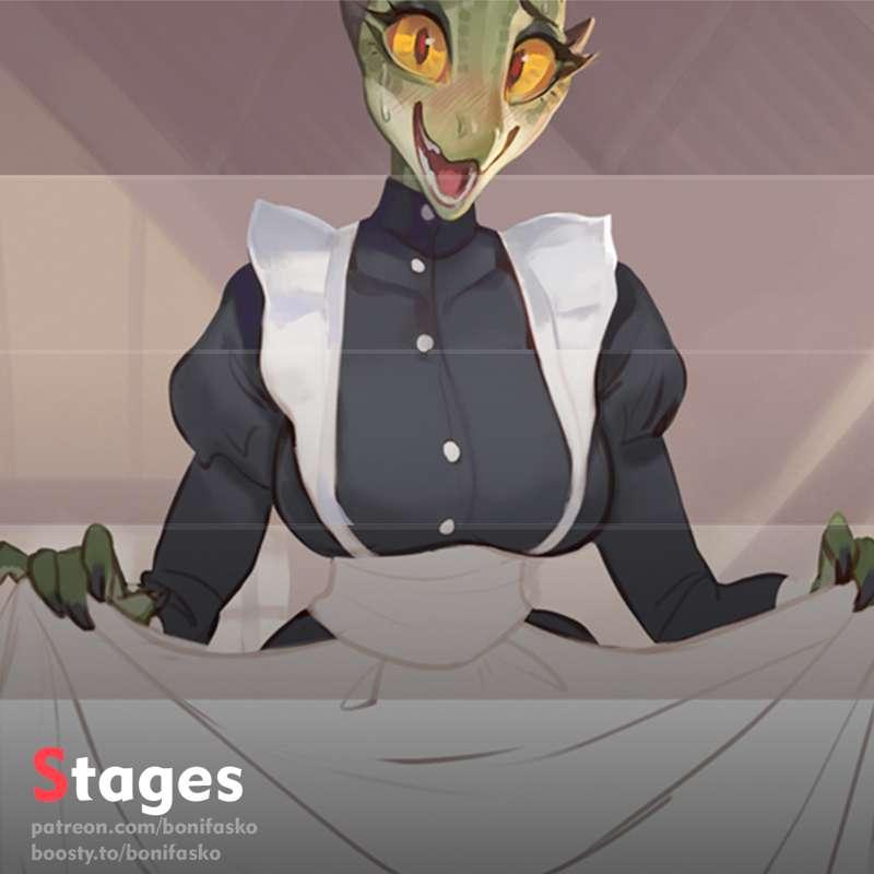 Argonian Maid strip game | stages