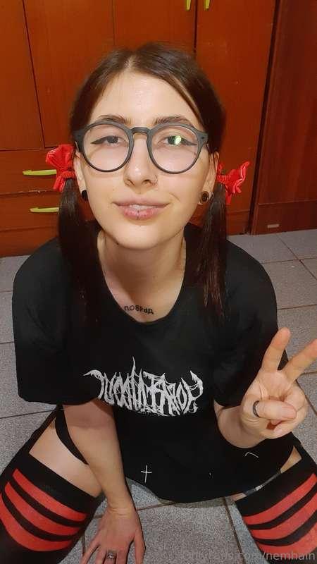 A fan requested this long socks, short skirt with pigtails p..