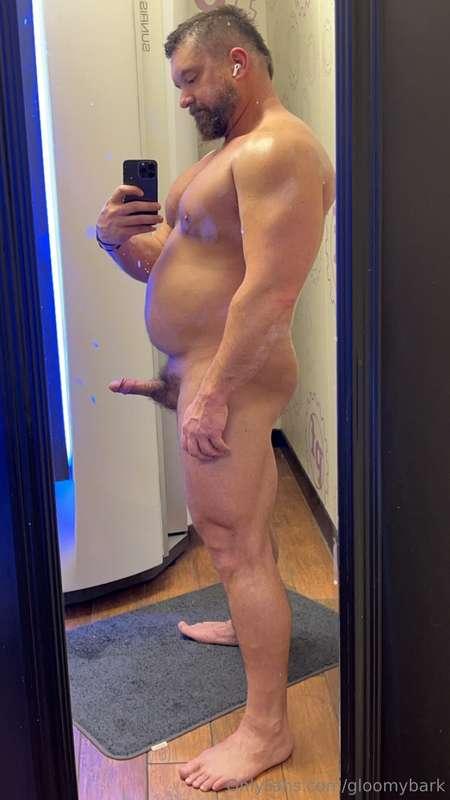 Belly and arms and ass and dick and tiddies.