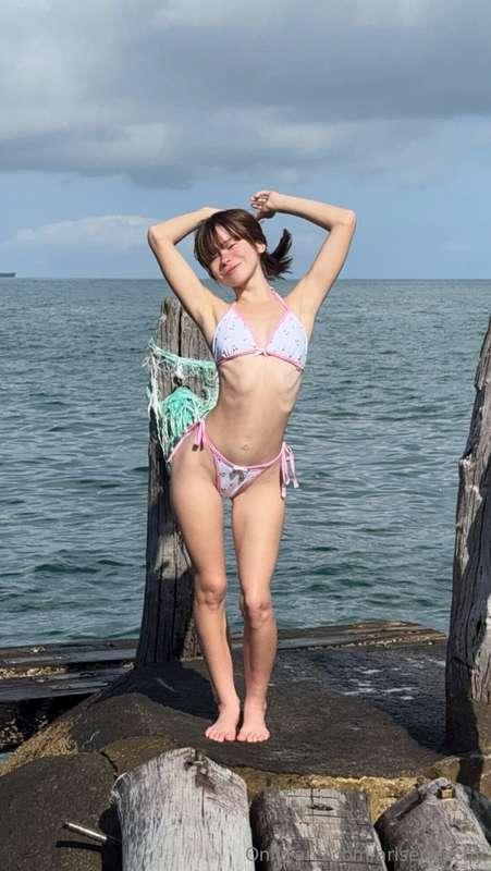 Having fun at the beach! do you like my look? or am i showin..