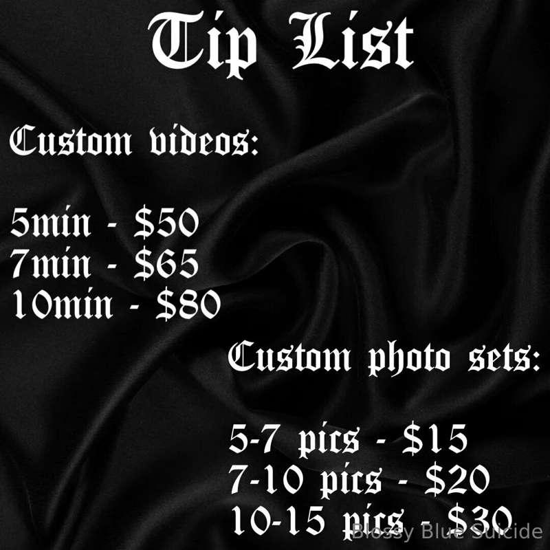 ⛓️🖤 Tip/Service List 🖤⛓️

Make sure to discuss your custom p..