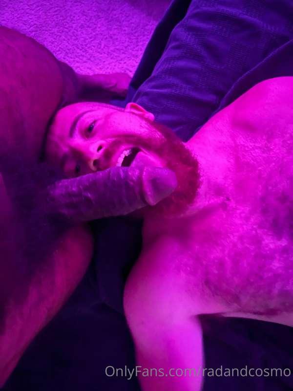 Look how happy my boy is to have my cock on his tongue.  I b..