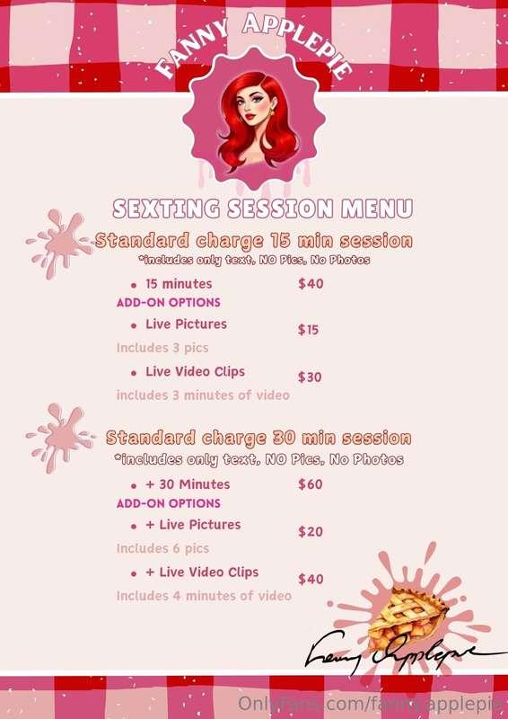 SEXTING SESSION AND VIDEOCALL MENU