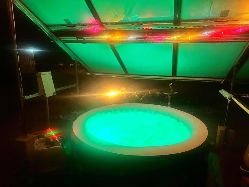 I added some solar lights above the hot tub. It’s amazing at night! 