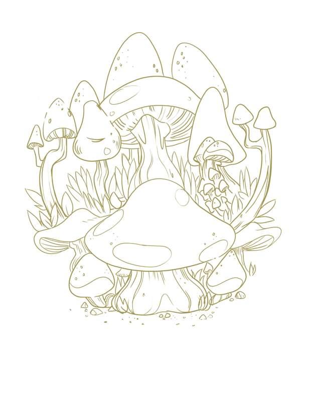 Mushroom Floor Coloring Sheet