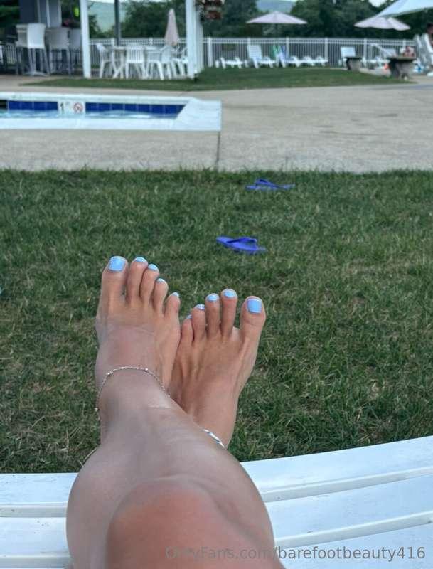 will you worship the blue toes at the pool?