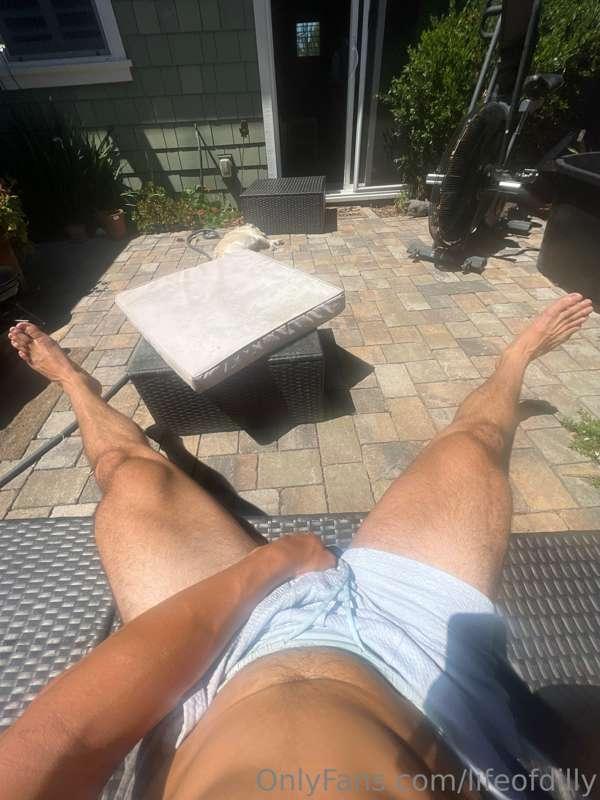 Tanning the balls baby