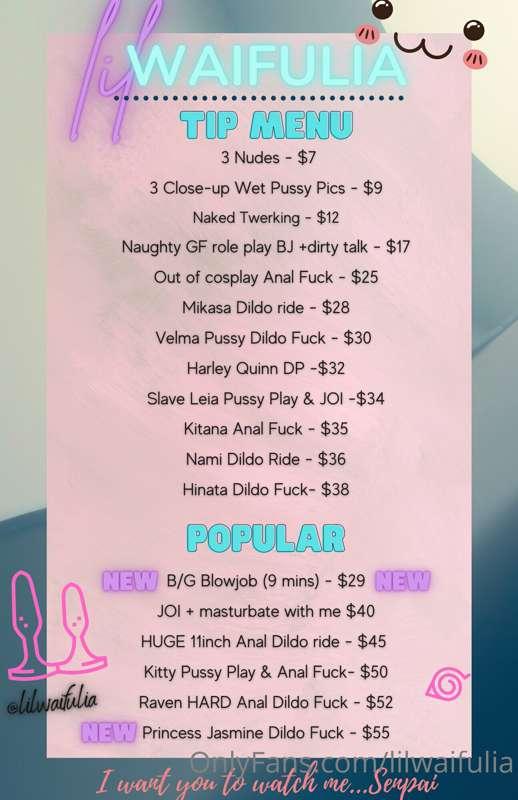 I just updated my tip menu 👇🏼 Don't miss out on my ***FIRST ..