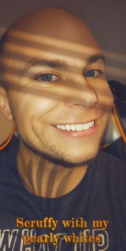 A little scruff with my pearly white teeth.