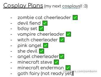 had to edit my list of cosplay/costume plans :P got a few ne..