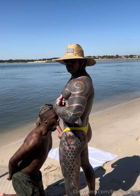 On the beach with my lil sub boy