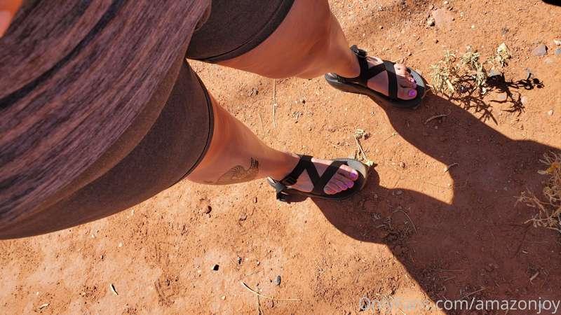 Hiking in sandals, there was a couple of men that couldn't s..