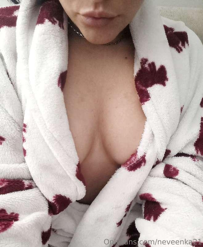 You like my warm robe. Ready to take a shower baby. Will you..