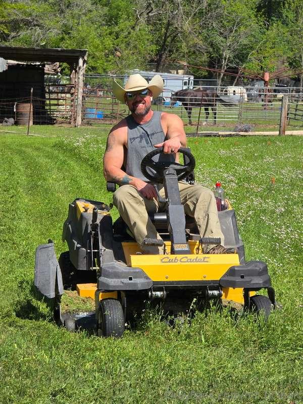 After I'm done mowing this lawn, wanna help daddy clean up? ..
