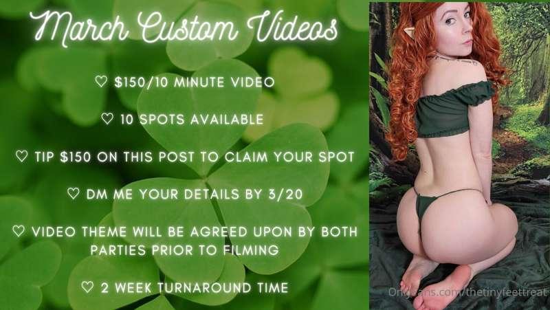 March Custom Videos - Round 2! Prices have gone up slightly,..