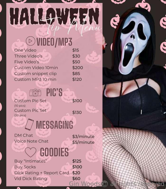 My Halloween tip menu and October Video Bundle!