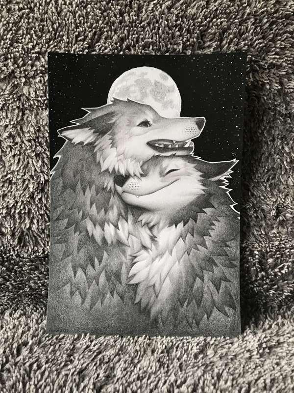 Moonlit Cuddle Traditional Art