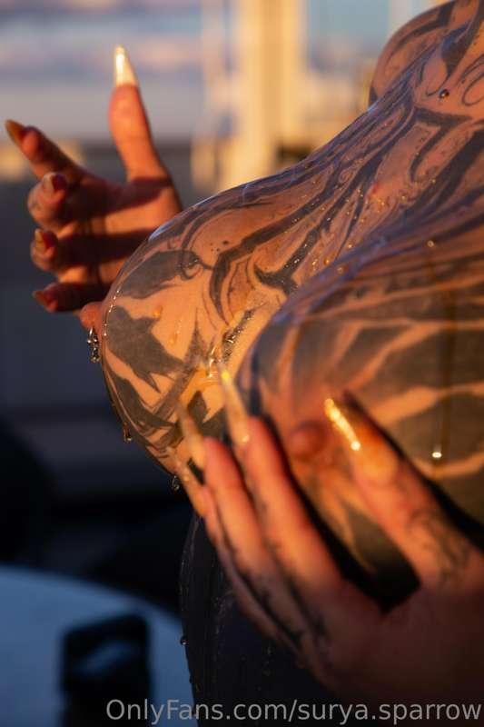 I've been wondering if your cum on my tattooed tits would fe..