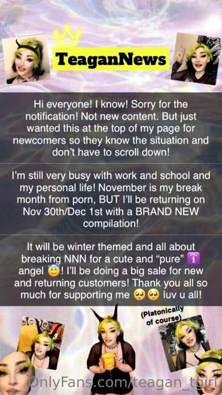 Info relating to when I come back from my hiatus and when my..