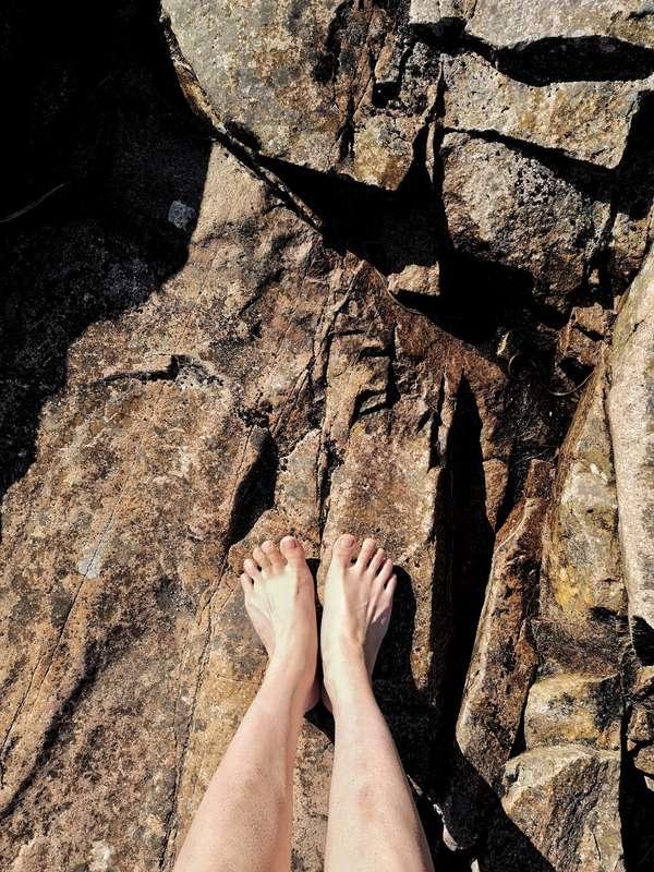 I love the feeling of warm, sunny, smooth rock beneath my fe..