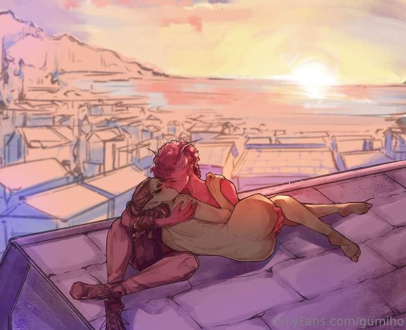 I commissioned Onitak_ to draw me some lesbian seks + wholes..