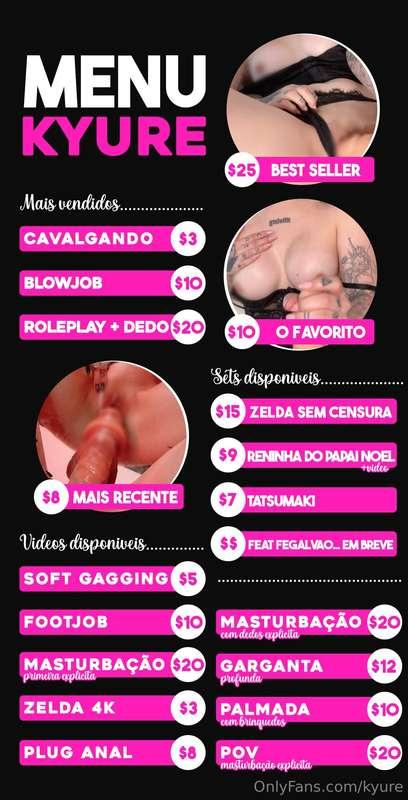 Eu criei um pequeno cardápio para facilitar a visualização d..