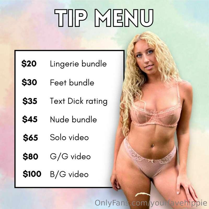 **CHECK OUT MY TIP MENU!🔥** Reach out to me if you have any ..