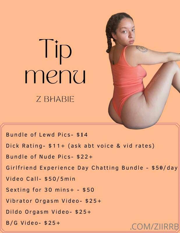 💦 Tip Menu 💦
Bundle of Lewd Pics- $𝟏4
Dick Rating- $11+ (ask..