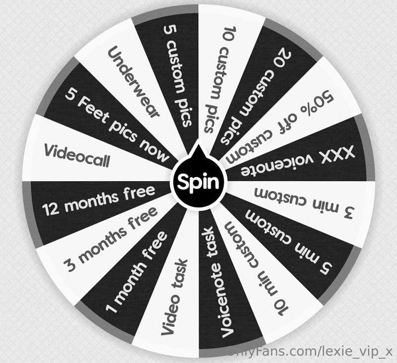 🖤SPIN THE WHEEL!🖤 
1 spin - $15
2 spins - $25 
3 spins - $30..