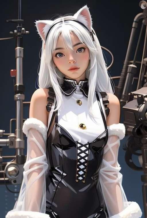 white cat ears girl