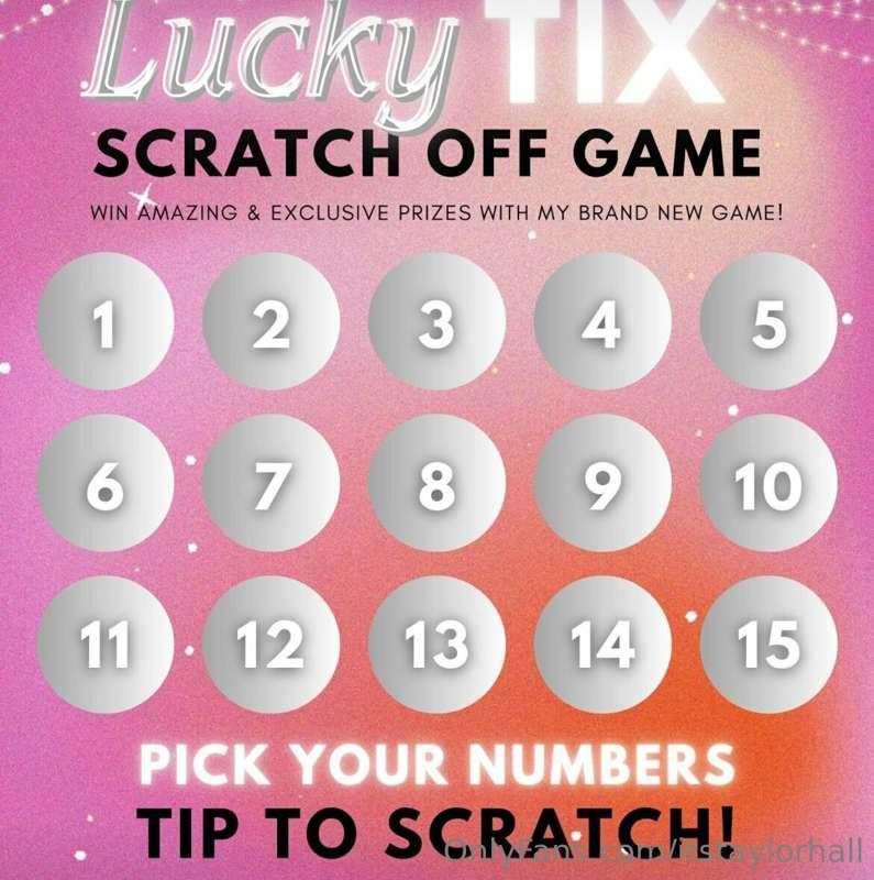 LUCKY TIX -scratch off game! 🎟️✨  🎟️ SCRATCH 1 NUMBER - $10 ..