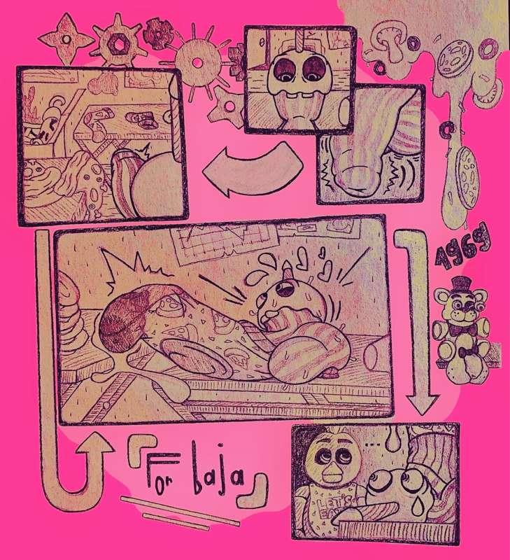 New comm with Fnaf cupcake and socks he really likes 