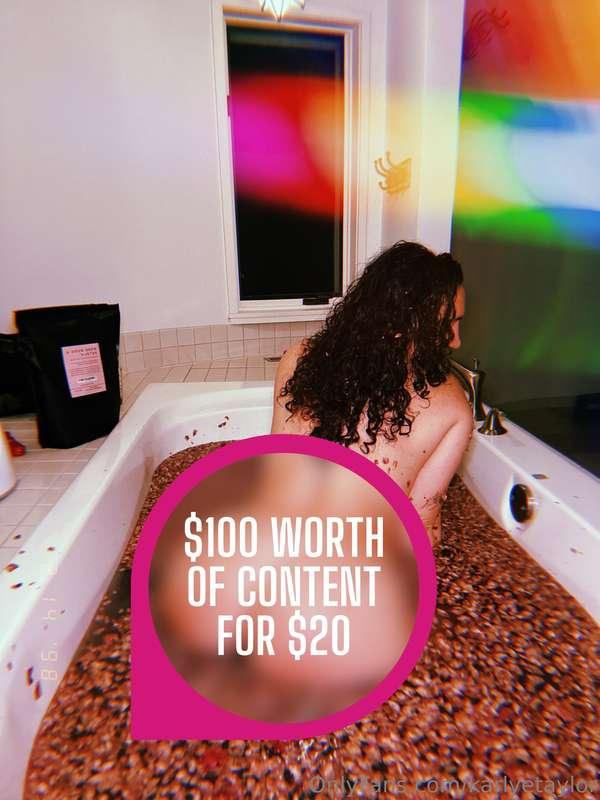 Tip $20 to get **$100 WORTH OF CONTENT**... let's get WET an..