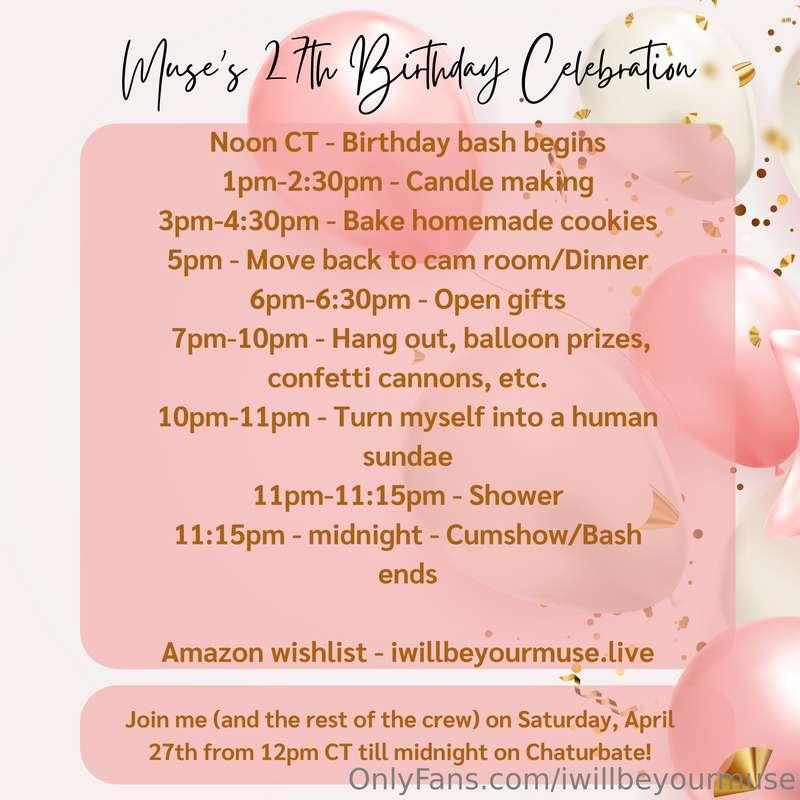 Hey there! Here's the intinerary for my birthday bash on the..