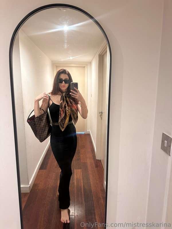 My bag, belt, scarf and perfume are all Louis Vuitton. It’s ..