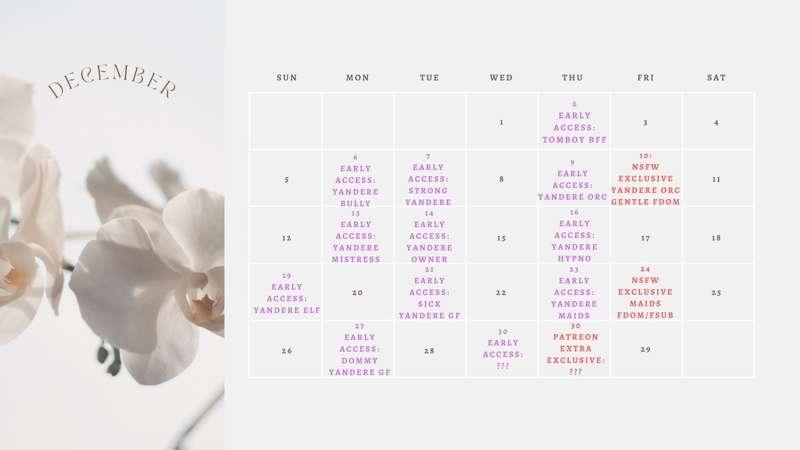 Happy December, 'lil demons! Calendar + Some Kewl (?) Announcements