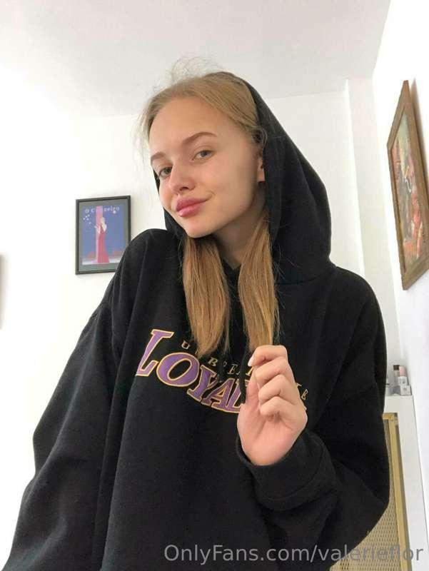 Cute girl in a hoodie... But inside there is a small and mis..