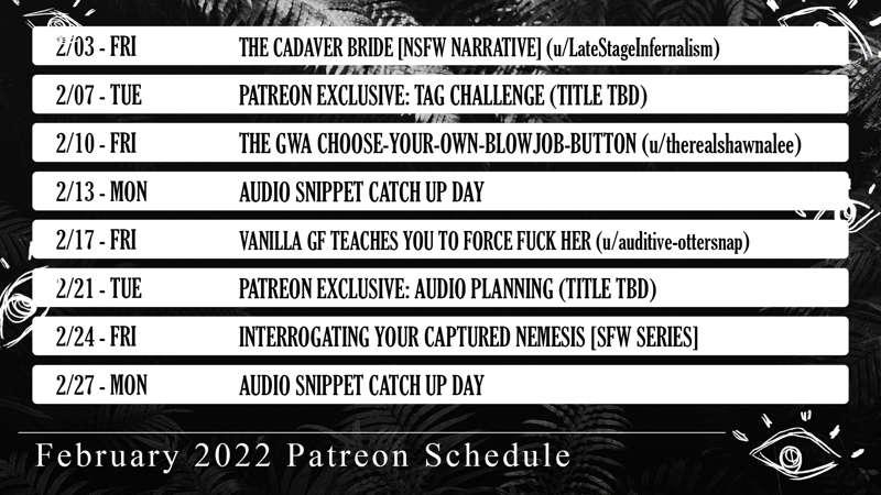 February 2023 Patreon Schedule