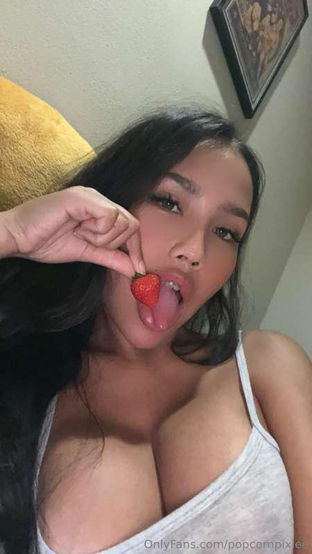 Do you want to eat my strawberry? 👅🍓