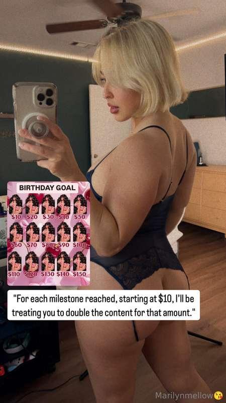 Birthday Goal!For each milestone reached, starting at $10, I..