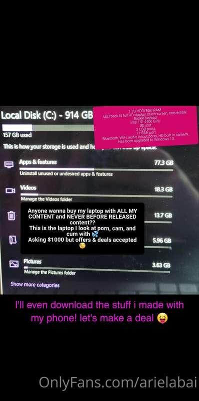 Tryna sell my laptop & aaallllll my content :)