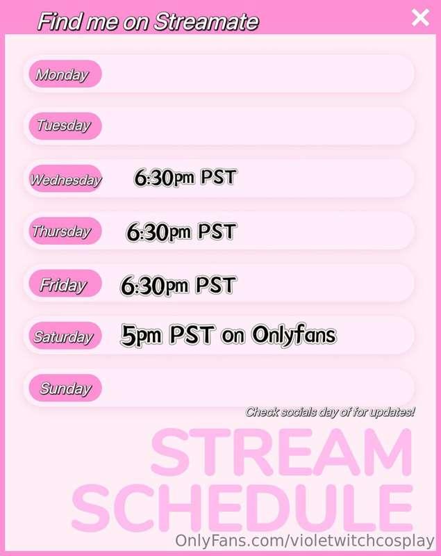 This weeks schedule