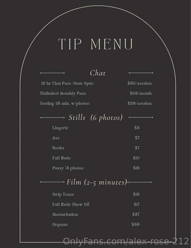 Your girl made a tip menu. Three cheers for more control ove..