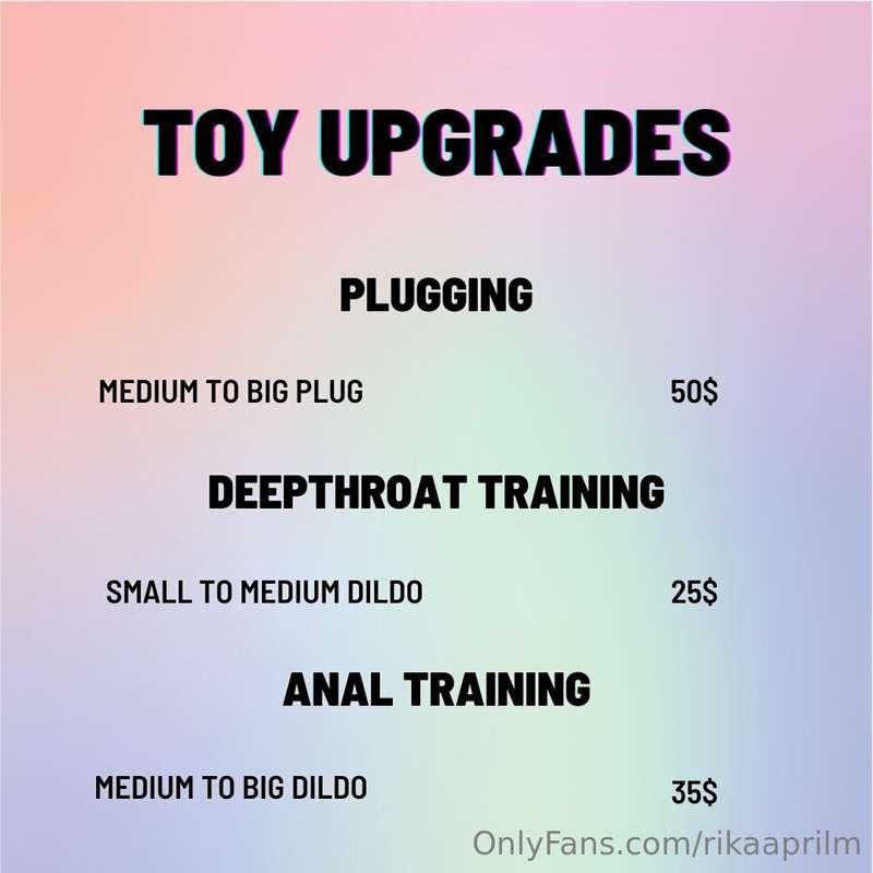 TOY UPGRADES

If you like to see me use some bigger toys for..